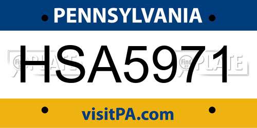 HSA5971 Pennsylvania License Plate