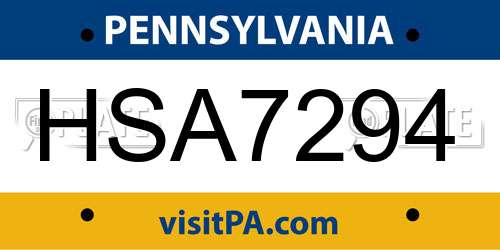 HSA7294 Pennsylvania License Plate
