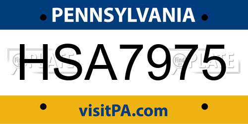 HSA7975 Pennsylvania License Plate