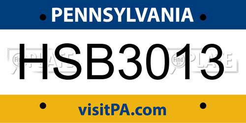 HSB3013 Pennsylvania License Plate