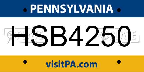 HSB4250 Pennsylvania License Plate