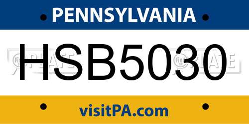 HSB5030 Pennsylvania License Plate