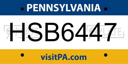 HSB6447 Pennsylvania License Plate