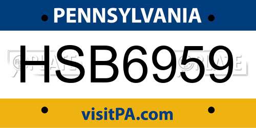 HSB6959 Pennsylvania License Plate