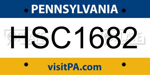 HSC1682 Pennsylvania License Plate