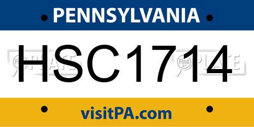 HSC1714 Pennsylvania License Plate