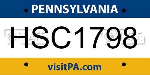 HSC1798 Pennsylvania License Plate