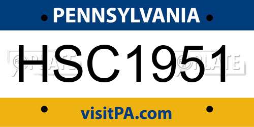 HSC1951 Pennsylvania License Plate