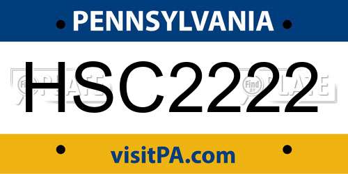 HSC2222 Pennsylvania License Plate