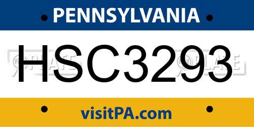 HSC3293 Pennsylvania License Plate
