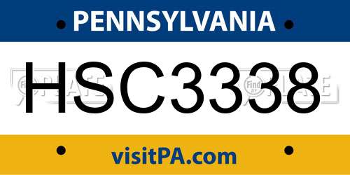 HSC3338 Pennsylvania License Plate