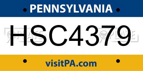 HSC4379 Pennsylvania License Plate