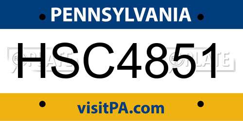 HSC4851 Pennsylvania License Plate