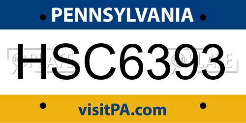 HSC6393 Pennsylvania License Plate