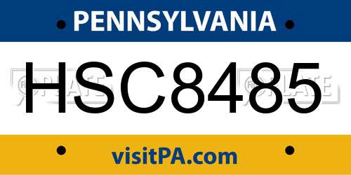 HSC8485 Pennsylvania License Plate