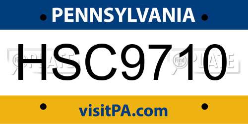 HSC9710 Pennsylvania License Plate