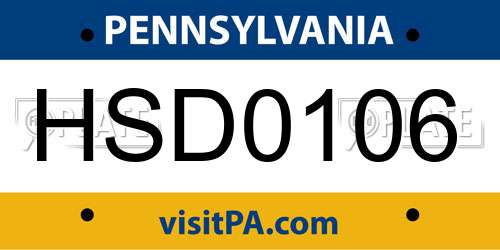 HSD0106 Pennsylvania License Plate