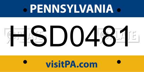 HSD0481 Pennsylvania License Plate