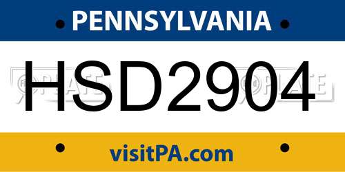 HSD2904 Pennsylvania License Plate