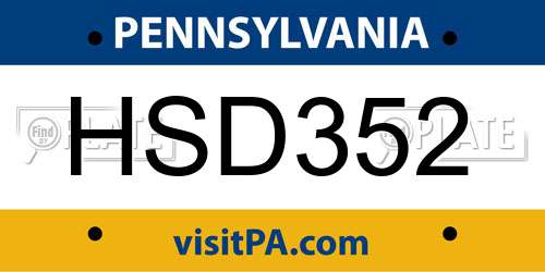 HSD352 Pennsylvania License Plate