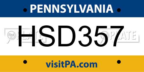 HSD357 Pennsylvania License Plate