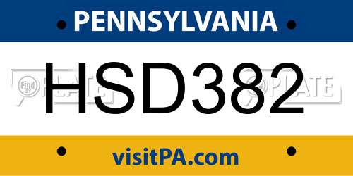 HSD382 Pennsylvania License Plate