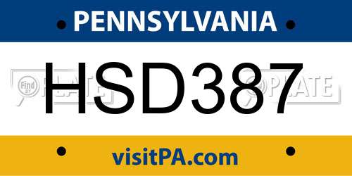 HSD387 Pennsylvania License Plate