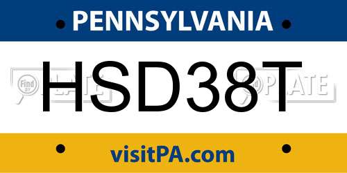 HSD38T Pennsylvania License Plate