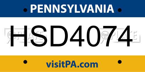 HSD4074 Pennsylvania License Plate