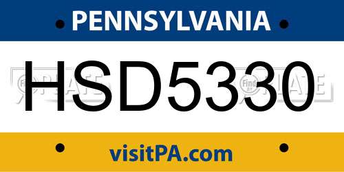 HSD5330 Pennsylvania License Plate