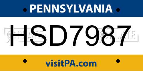 HSD7987 Pennsylvania License Plate