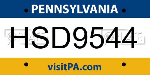 HSD9544 Pennsylvania License Plate