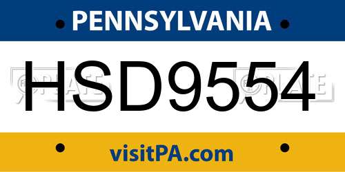 HSD9554 Pennsylvania License Plate