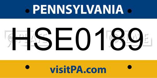 HSE0189 Pennsylvania License Plate