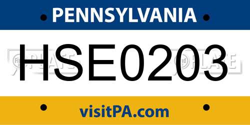 HSE0203 Pennsylvania License Plate