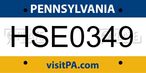 HSE0349 Pennsylvania License Plate