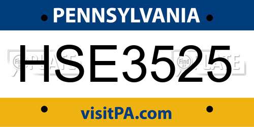 HSE3525 Pennsylvania License Plate