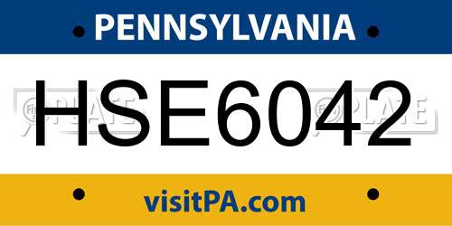 HSE6042 Pennsylvania License Plate