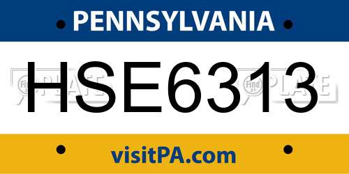 HSE6313 Pennsylvania License Plate