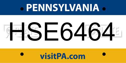 HSE6464 Pennsylvania License Plate