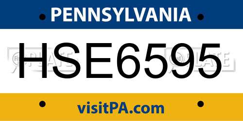 HSE6595 Pennsylvania License Plate