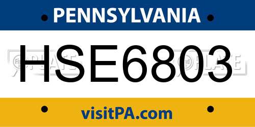HSE6803 Pennsylvania License Plate