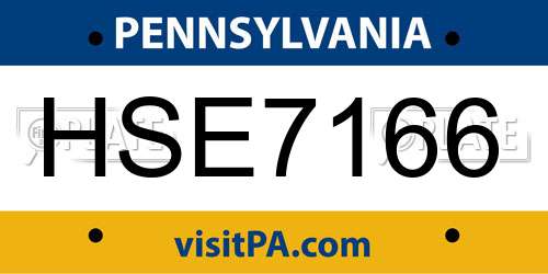 HSE7166 Pennsylvania License Plate