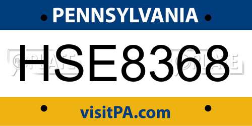 HSE8368 Pennsylvania License Plate