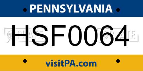 HSF0064 Pennsylvania License Plate