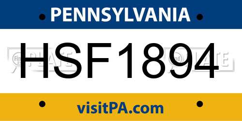 HSF1894 Pennsylvania License Plate