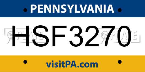 HSF3270 Pennsylvania License Plate