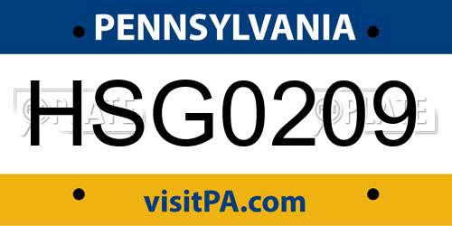 HSG0209 Pennsylvania License Plate