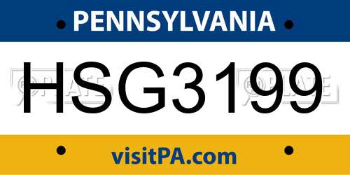 HSG3199 Pennsylvania License Plate