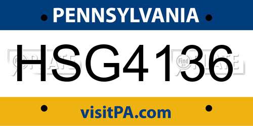 HSG4136 Pennsylvania License Plate
